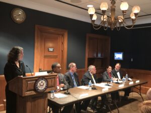 Panelists presenting at a Reentry Working Group Senate briefing about the ban on Pell grants for incarcerated students (which since has been fully lifted).